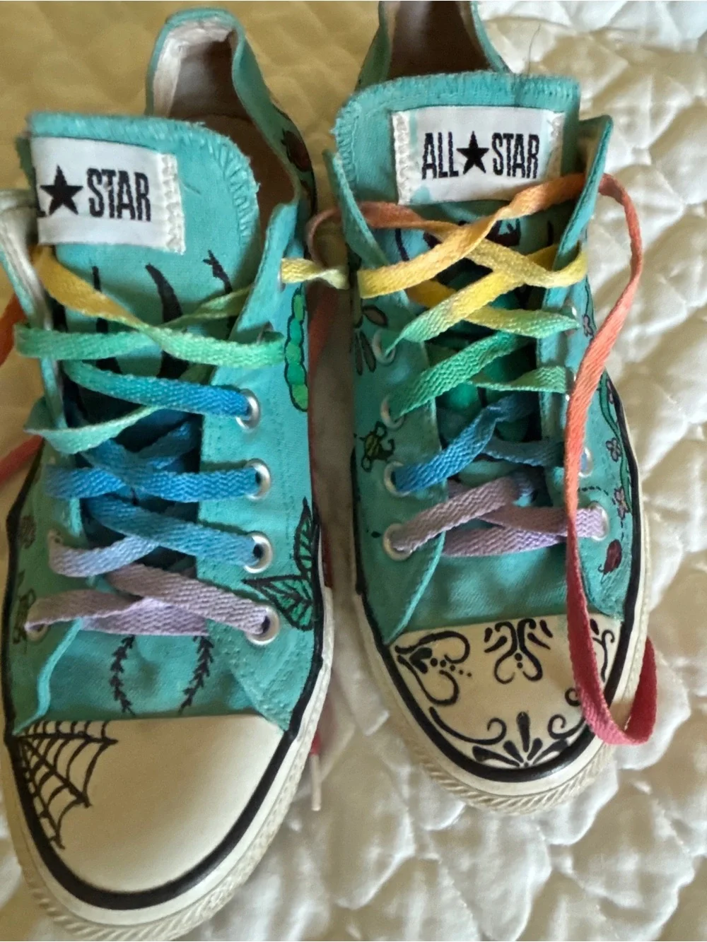 Converse Turquoise & Purple High Top Sneakers